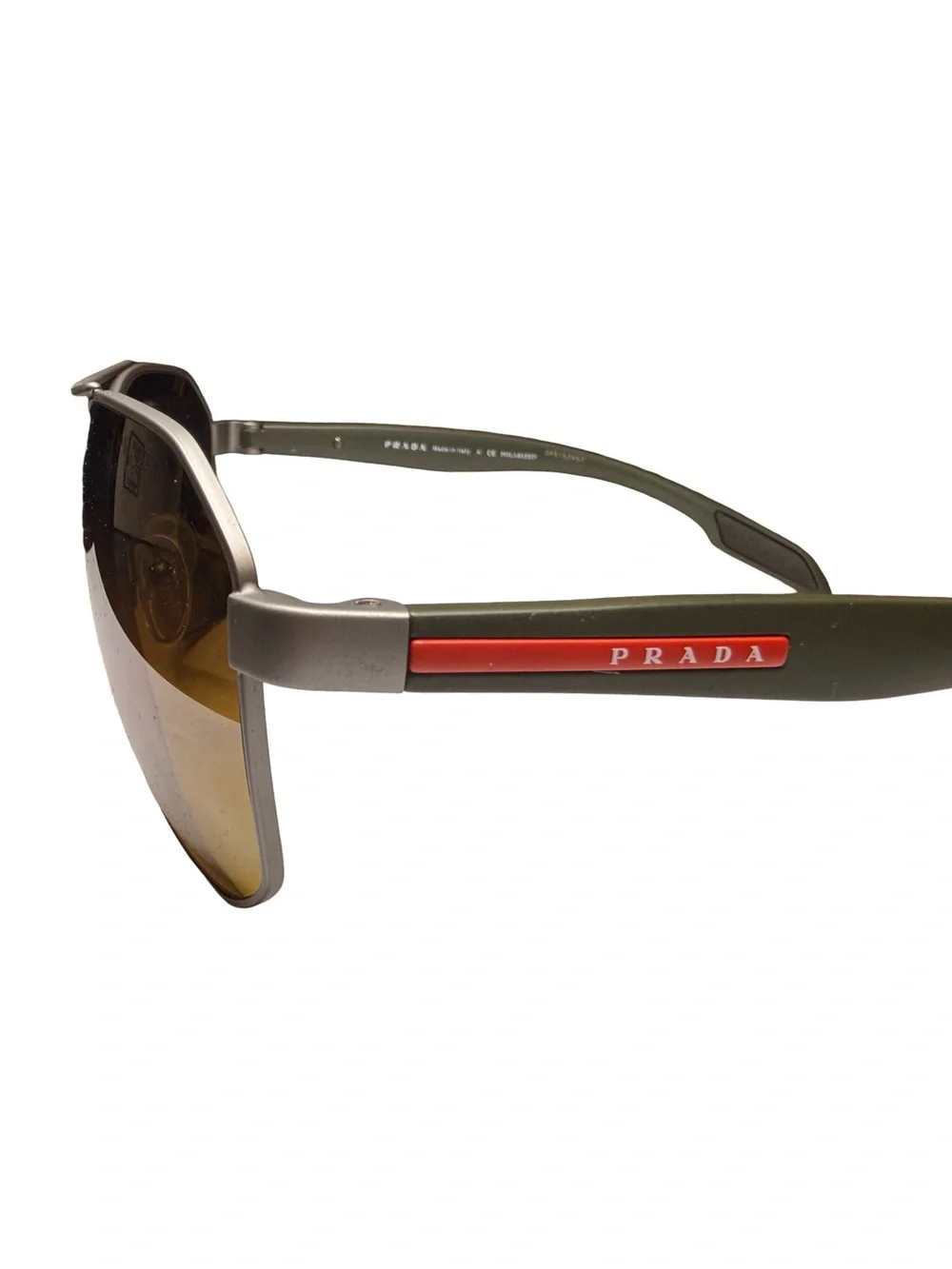 Prada Linea Rossa Green PS 51VS DG1-741 Polarized Aviator Sunglasses NIB Luxury